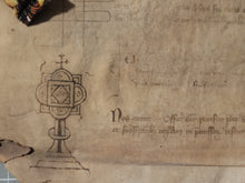 Load image into Gallery viewer, Medieval Charter. Manuscript on Parchment, September 11, 1324. Last Will and Testament of Guillaume de Rueil. Beautiful Header and Massive Signum