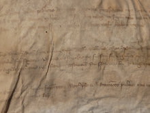 Load image into Gallery viewer, Medieval Charter. Manuscript on Parchment, September 11, 1324. Last Will and Testament of Guillaume de Rueil. Beautiful Header and Massive Signum