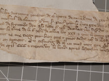 Load image into Gallery viewer, Two Medieval Charters. Manuscripts on Parchment, 1331. Pierre de Maucroix and his wife give to the monks of Sainte-Croix-de-la-Bretonnerie