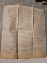 Load image into Gallery viewer, Two Medieval Charters. Manuscripts on Parchment, 1331. Pierre de Maucroix and his wife give to the monks of Sainte-Croix-de-la-Bretonnerie
