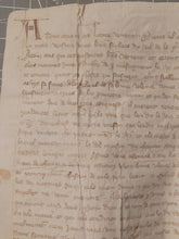 Load image into Gallery viewer, Two Medieval Charters. Manuscripts on Parchment, 1331. Pierre de Maucroix and his wife give to the monks of Sainte-Croix-de-la-Bretonnerie