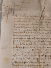 Load image into Gallery viewer, Medieval Charter Dating from the 100 Years War. Manuscript on Parchment, 1396. Detailed Initial and Signum