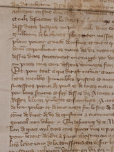 Load image into Gallery viewer, Medieval Charter Dating from the 100 Years War. Manuscript on Parchment, 1396. Detailed Initial and Signum