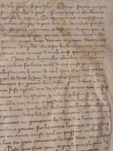 Load image into Gallery viewer, Medieval Charter Dating from the 100 Years War. Manuscript on Parchment, 1396. Detailed Initial and Signum