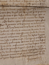 Load image into Gallery viewer, Medieval Charter Dating from the 100 Years War. Manuscript on Parchment, 1396. Detailed Initial and Signum