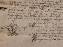 Load image into Gallery viewer, Medieval Charter Dating from the 100 Years War. Manuscript on Parchment, February 23rd, 1408. Acknowledgement of a Lease to Hughes Poliani, with a Signum