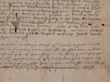 Load image into Gallery viewer, Medieval Charter Dating from the 100 Years War. Manuscript on Parchment, February 23rd, 1408. Acknowledgement of a Lease to Hughes Poliani, with a Signum