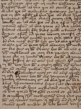 Load image into Gallery viewer, Medieval Charter Dating from the 100 Years War. Manuscript in Folio, June 1411. Regarding the Division of Guilhem Tamisier’s wealth to his Sons