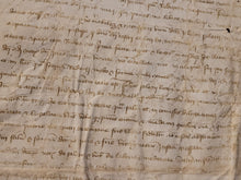 Load image into Gallery viewer, Medieval Charter Dating from the 100 Years War. Manuscript on Parchment, 1413. With an Elaborate Initial and Signum