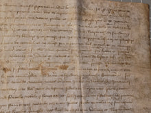 Load image into Gallery viewer, Medieval Charter Dating from the 100 Years War. Manuscript on Parchment, 1413. With an Elaborate Initial and Signum