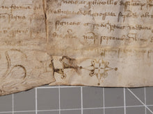 Load image into Gallery viewer, Medieval Charter Dating from the 100 Years War. Manuscript on Parchment, 1413. With an Elaborate Initial and Signum