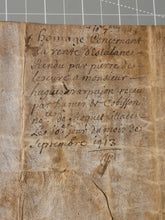 Load image into Gallery viewer, Medieval Charter Dating from the 100 Years War. Manuscript on Parchment, 1413. With an Elaborate Initial and Signum
