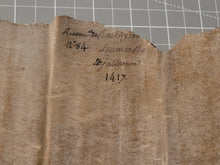 Load image into Gallery viewer, Medieval Charter Dating from the 100 Years War. Manuscript on Parchment, 1417. With a Signum and Stitched Repair at the end. Included with 17th and 18th Century Copies of the Original Charter