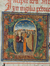 Load image into Gallery viewer, Pentecost. Massive Historiated Initial of the Letter D, Early 16th Century, Italy. Leaf From a Manuscript Antiphonary