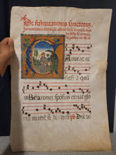 Load image into Gallery viewer, Saint Lawrence. Massive Historiated Initial of the Letter G, Early 16th Century, Italy. Leaf From a Manuscript Antiphonary