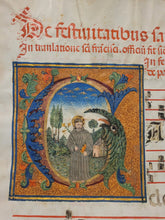 Load image into Gallery viewer, Saint Lawrence. Massive Historiated Initial of the Letter G, Early 16th Century, Italy. Leaf From a Manuscript Antiphonary
