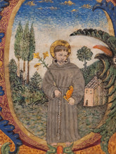 Load image into Gallery viewer, Saint Lawrence. Massive Historiated Initial of the Letter G, Early 16th Century, Italy. Leaf From a Manuscript Antiphonary