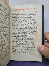 Load image into Gallery viewer, Christkatholisches Gebeth-Büchlein vor jeden guten Christen in welchem Morgen Abend Meß- Beicht und Communion Gebetter zur Hochheiligsten Dreyfaltigkeit. German Manuscript Book of Prayer, 1797. Beautiful Floral Title Border