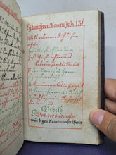 Load image into Gallery viewer, Christkatholisches Gebeth-Büchlein vor jeden guten Christen in welchem Morgen Abend Meß- Beicht und Communion Gebetter zur Hochheiligsten Dreyfaltigkeit. German Manuscript Book of Prayer, 1797. Beautiful Floral Title Border