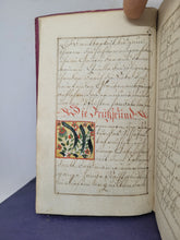 Load image into Gallery viewer, Gebetbuch. Germany Manuscript Book of prayer, 1828. Richly Enhanced with 52 Beautifully Hand Colored Initials and Two Calligraphic Designs