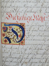 Load image into Gallery viewer, Gebetbuch. Germany Manuscript Book of prayer, 1828. Richly Enhanced with 52 Beautifully Hand Colored Initials and Two Calligraphic Designs
