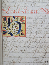 Load image into Gallery viewer, Gebetbuch. Germany Manuscript Book of prayer, 1828. Richly Enhanced with 52 Beautifully Hand Colored Initials and Two Calligraphic Designs