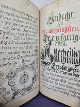 Load image into Gallery viewer, Morgen Gebether. German Manuscript Book of Prayer, 1782. Tremendous and Well Detailed Initials of Varying Hues