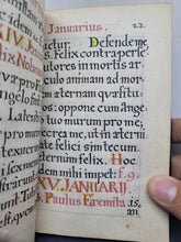 Load image into Gallery viewer, Calendarium Exhibens Methodum practicam Bene Moriendi, Circa 1685-1700. Latin Manuscript Calendar of Saints and the Art of Dying Well, with Prayers and Invocations for the Year. Manuscript Edition of the 17th Century Printed Work