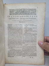 Load image into Gallery viewer, Lycophronis Chalcidensis Alexandra: cum eruditissimis Isacii Tzetzis commentariis, ex fide manuscripti emendatioribus factis, 1601 Commentaries on an Ancient Greek Poem