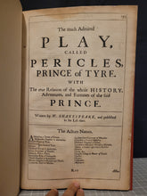 Load image into Gallery viewer, Pericles, and The London Prodigal, Two Plays Extracted from the Fourth Folio of Shakespeare, 1685. Beautifully Bound in Half Tooled Morocco Leather and Cloth