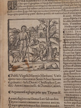Load image into Gallery viewer, P.M.V. Omnia Opera diligenti castigatione exculta, aptissimisque ornata figuris, commentantibus Servio, Donato, Probo, Domitio, Landino, Antonioque Mancinello viris clarissimis, 1514. Extremely Scarce and Illustrated Virgil