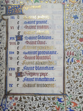 Load image into Gallery viewer, Book of Hours Calendar, Use of Paris, Circa 1450. Extravagantly Illuminated Manuscript on Vellum from France, By the Circle of the Master of Jean Rolin II, With Full Borders