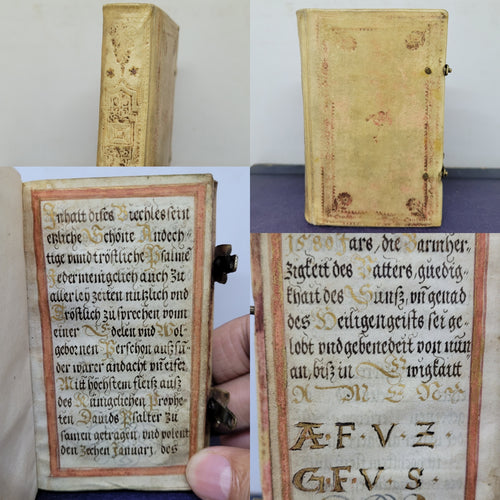 ***RESERVED*** Inhalt dises Biechles sein etzliche Schöne Andechtige unnd tröstliche Psalmen, 1580. Illuminated Manuscript Book of Prayer on Parchment From Germany