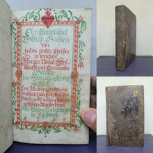 Load image into Gallery viewer, Christkatholisches Gebeth-Büchlein vor jeden guten Christen in welchem Morgen Abend Meß- Beicht und Communion Gebetter zur Hochheiligsten Dreyfaltigkeit. German Manuscript Book of Prayer, 1797. Beautiful Floral Title Border