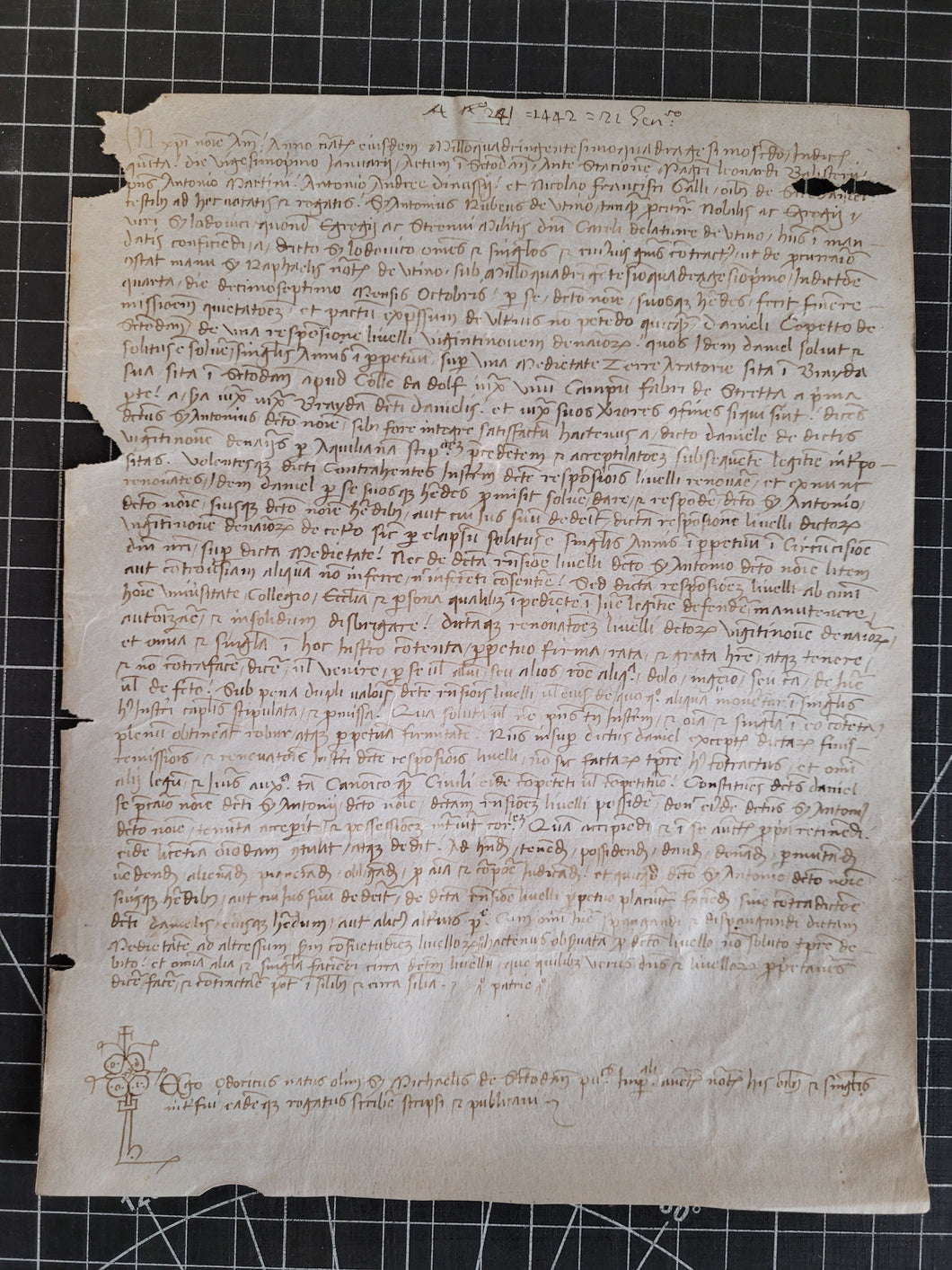 Medieval Charter. Manuscript on Parchment, January 21 1442. No 3
