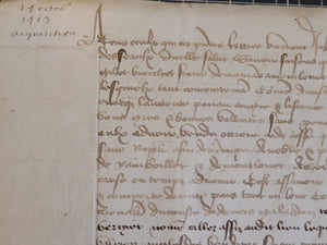 Medieval Charter. Manuscript on Parchment, October 14 1413