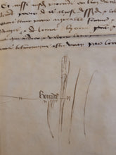 Load image into Gallery viewer, Medieval Marriage Alliance Between Antoine de Bailleul and Marguerite de Blondel. Manuscript on Parchment, December 23 1472