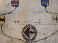 Load image into Gallery viewer, Genealogical Family Tree of Lady Marguerite de Fontaine and her Ancestors. Illuminated Manuscript on Parchment, 17th Century