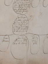 Load image into Gallery viewer, Genealogical Family Tree Sketch of the de Fontaine Family. Manuscript on Paper, 1695