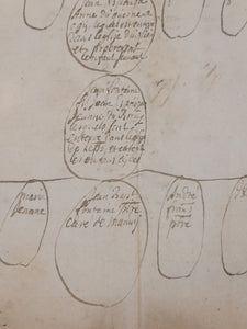Genealogical Family Tree Sketch of the de Fontaine Family. Manuscript on Paper, 1695