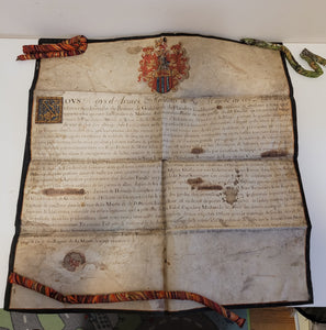 Patent of Nobility for the van Ysdoren or Ysendoren de Bloys Family, Signed by the King's Herald-At-Arms, Delaunay. Illuminated Manuscript on Parchment, September 20 1686
