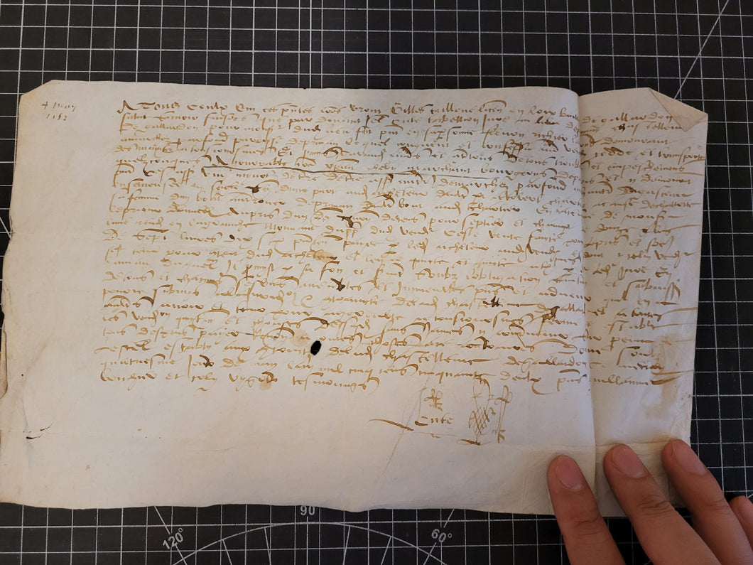Renaissance Charter. Manuscript on Parchment, May 4 1552