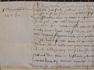 Renaissance Charter. Manuscript on Parchment, November 5 1523