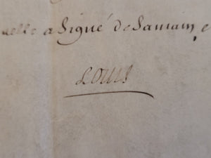 Brevet Awarded by Louis XIV, to Sieur de Gramont, for services with the Regiment of Vermandois. Manuscript on Parchment, with secretarial signature of Louis XIV, July 27 1717