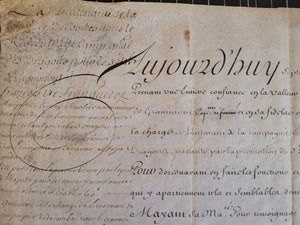 Certificate Awarded by Louis XV, to Sieur de Gramont. Manuscript on Parchment, with secretarial signature of Louis XV, April 7 1730