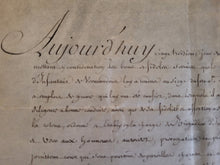 Load image into Gallery viewer, Certificate Awarded by Louis XV, to Sieur de Gramont. Manuscript on Parchment, with secretarial signature of Louis XV, July 23 1756
