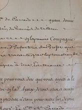 Load image into Gallery viewer, Military Letter from Louis XV to granting the charge of signage to the regiment of Bresse to Michel de Beauvais de Villeret. Manuscript on Paper with secretarial signature of Louis XV and signature of his Secretary of State for War, May 1758