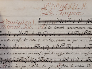 Scriptor Hyjus Libri L Norbertus Franz Commendat se Precibus et Sacrificiis Organistanum. Manuscript Antiphonary, 1784