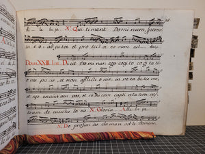 Scriptor Hyjus Libri L Norbertus Franz Commendat se Precibus et Sacrificiis Organistanum. Manuscript Antiphonary, 1784