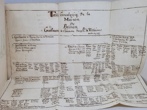 Illustrated Genealogy and Heraldry Manuscript for the House of Brinon, 1659. Généalogie de la Maison de Brin